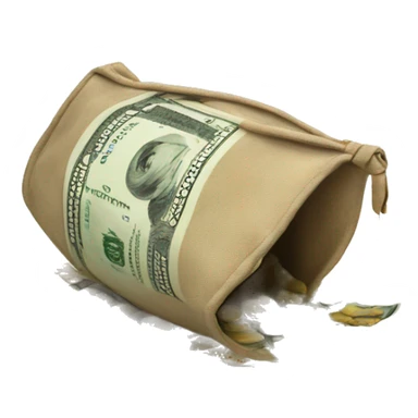 fallen money bag that is spilling money out from the bag sticker