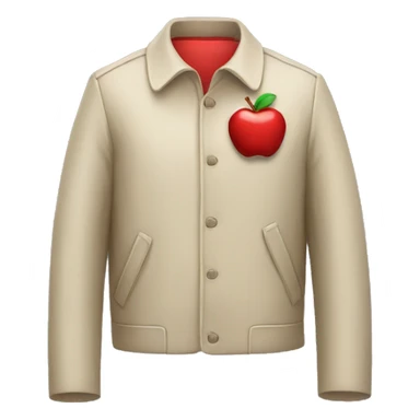 jacket with a red apple in the center sticker