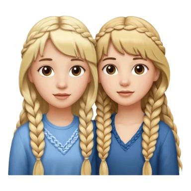 Sister with bangs and long wavy flowing blonde hair and her sister with long brown hair  braided to one side.  Close loving sisters💛 sticker