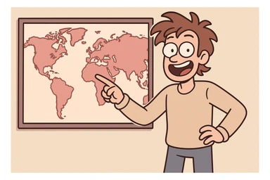 world map in pink, cartoon style, playful sticker