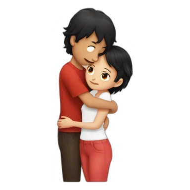 Boy black hair kissing a red hair girl sticker
