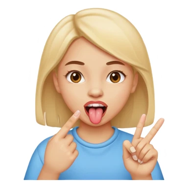 fille doigt entre les dents tire la langue sticker