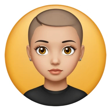 HAZEL EYES , BLACK BUZZ CUT LIGHT SKIN ROUND FACE GIRL sticker