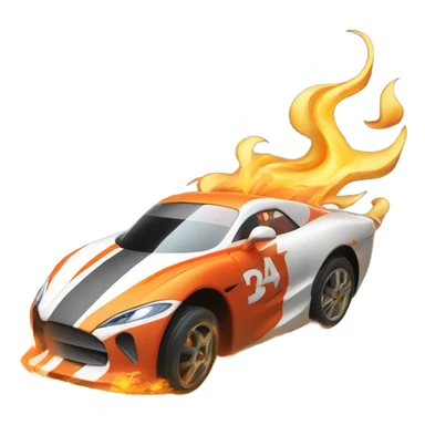 Fast car jumping over fire sticker