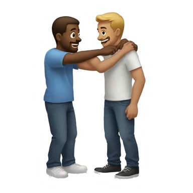 Two guys having a hug while a man stares from far away sticker