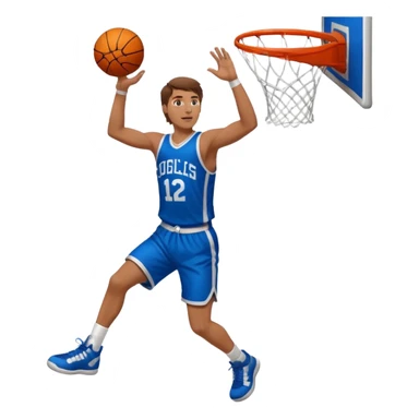 A white man with brown hair with a basketball, doing a layup sticker