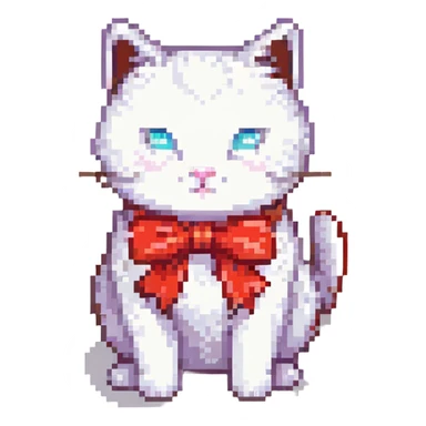 Hello Kitty character, simple and cute, white cat with a red bow sticker