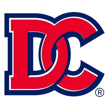 Delhi Capitals cricket team logo, blue and red colors with DC letters, professional sports emblem sticker