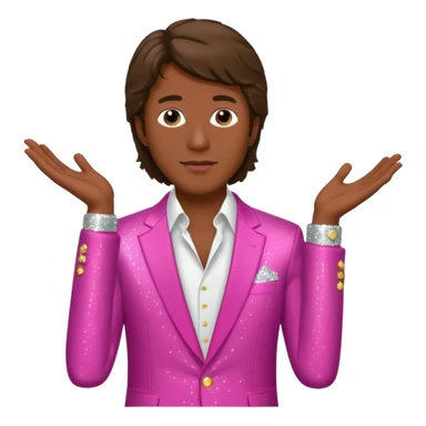 Andy Gibb with dark pink dress shirt, white sequin suit jacket sticker