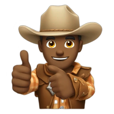 Cowboy with thumbs up only face  sticker