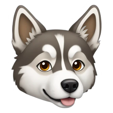 Husky in capuchino colors with one blue and one amber iris sticker