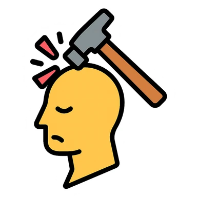 head being hit by a hammer colored icon sticker