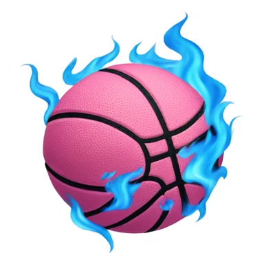 Pink and blue flaming basketball  sticker