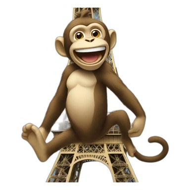 dancing monkey on eifel tower sticker