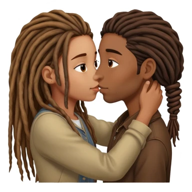 Brown couple , girl with long hair, boy with dreads, couples kissing  sticker