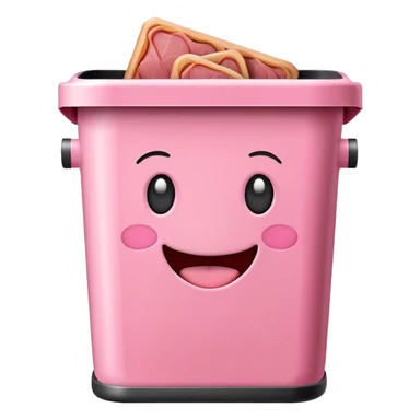 kawaii trash can EMOJI made of SPAM MEAT sticker
