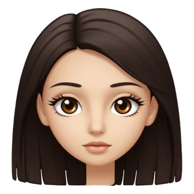 straight hair dark brown eyes and long lashes with and light  skin sticker