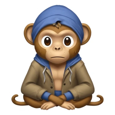 homeless monkey with torn dirty clothes sticker