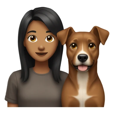 My brown dog and me whit black hair and light brown skin sticker