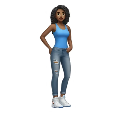 a girl with a blue jeans and a droptop and nike shoes sticker