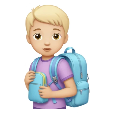 child with pastel backpack sticker