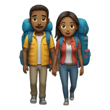 Couple with backpacks sticker