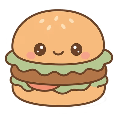 burger squishmallow with lettuce and tomato, adorable expression, plushy look, soft plush texture, cute and cuddly sticker
