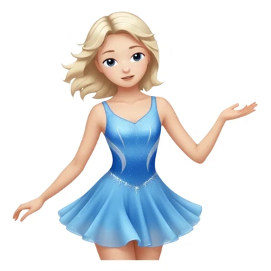 The ice skater girl in the sparkling blue dress spins gently with her eyes closed. sticker