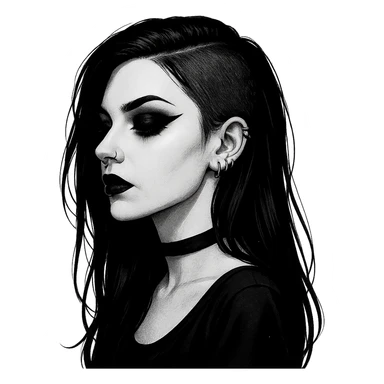 goth black white profile pic  , remove background  sticker