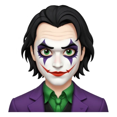 man with black hair black and white joker makeup black clothes sticker