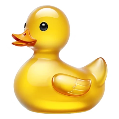 glowing glass rubber duck,  minimalistic yellow transparent glass 3d neon glowing sticker