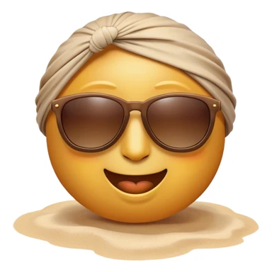 Emoji con lentes de sol en la playa  sticker