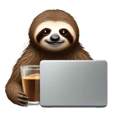 tired sloth with laptop and espresso tonic sticker