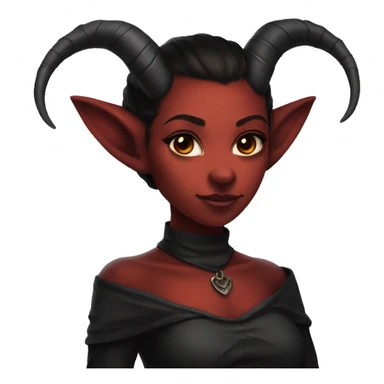 cute female tiefling red skin black horns sticker