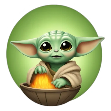 Baby yoda holding hearth sticker