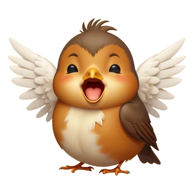 Cinematic Cute Yawning Robin Portrait Emoji, Head tilted slightly with a dramatic, wide-open yawn, showcasing a small, softly feathered body with gently drooping wings and sleepy, half-closed eyes, Simplified yet irresistibly adorable features, highly detailed, glowing with a soft, cozy glow, high shine, relaxed yet expressive, stylized with a dash of whimsical woodland charm, soft glowing outline, capturing the essence of a drowsy yet affectionate robin that appears ready to stretch out for a nap! sticker