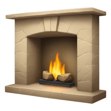 tan stone fireplace  sticker