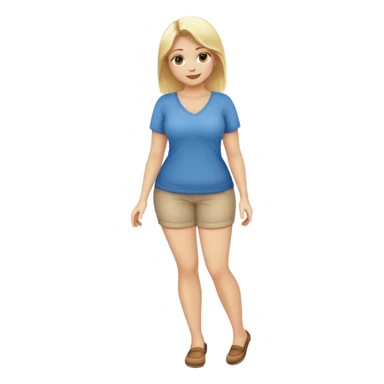 buxom blonde woman, fullbody, realistic emoji style, relaxed pose, safe for work, friendly mood sticker