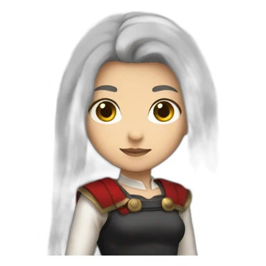 rpg-girl-with-long-white-hair-and-red-skirt and black tights sticker