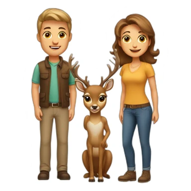 Deer family mom dad boy sticker
