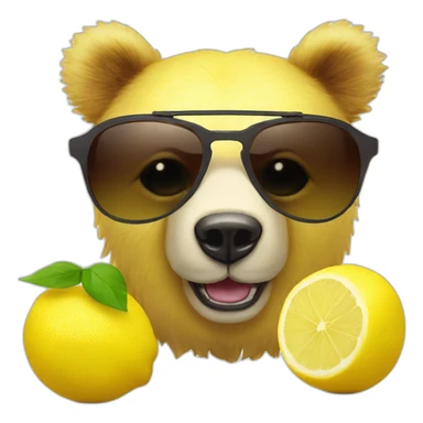 Fruit Lemon sunglasse smile and bear sticker