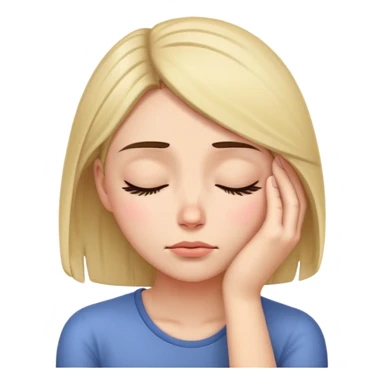 Exhausted woman with head resting on palm, looking sleepy sticker
