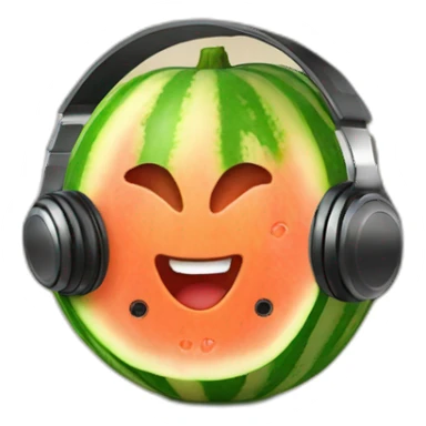 Melon with DJ headset sticker