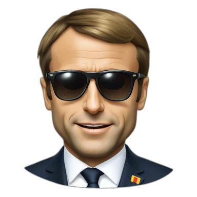 Emmanuel Macron wearing euro currency shaped sunglasses sticker
