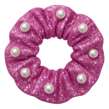 girly sparkling scrunchie with pearls, no background sticker