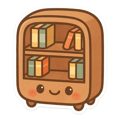 cute and rounded bookshelf emoticon sticker
