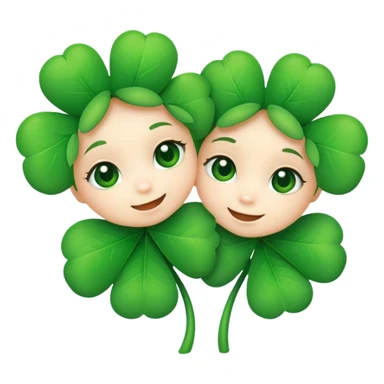 two clovers hugging, cute expressions sticker