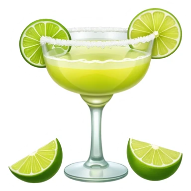 Margarita – glass with salted rim, lime wedge sticker