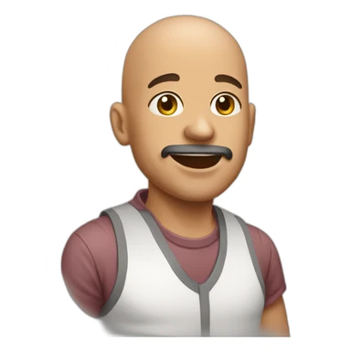 Bald man 41 year old eating meat  sticker