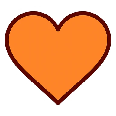 orange heart icon with colored outline sticker